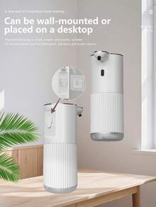 1 pieza Dispensador de jabón automático sin contacto, diseño blanco elegante, 6 niveles ajustables, recargable por USB, dispensador de líquido sin contacto, capacidad de 380ml para la cocina y el baño, dispensador de jabón para el baño - Multicolor - Ver 7