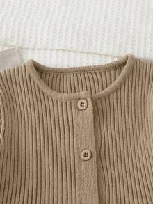 女童撞色开衫针织裤套装 - 卡其色 - 查看 5