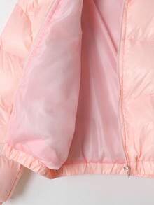 SHEIN 少女纯色立领加厚宽松休闲短款羽绒服 - 藕粉色 - 查看 13
