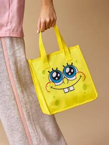 SpongeBob SquarePants | SHEIN 1个印花图案保温午餐包，可保温或保冷，野餐包，大容量，可装午餐盒和饮料，适合野餐、露营、旅行、家庭使用，适合家庭、学生，也是送礼佳品。 - 黃色 - 查看 3