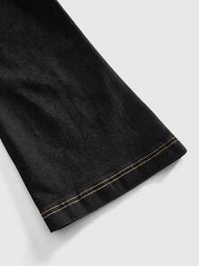 ROMWE MEN Goth Jeans acampanados con alas de murciélago para hombre en Halloween - Negro - Ver 5