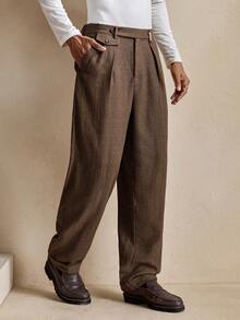 Business Casual AKNOTIC Men's Herringbone Slant Pocket Casual Pants, Suitable For Christmas Party, Commute, Business, Boyfriend Gift, Holiday Choice