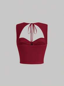 SHEIN MOD Women's Solid Color Hollow Out Twist Back Tight Fit Camisole