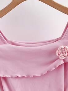 GlowEve CURVE Plus Size Women Elegant Casual Long Sleeve Asymmetric Floral Stretch Top, Autumn/Winter - Pink - View 3