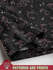 Resyla 女士休闲T恤，饰以樱桃、蝴蝶结和星星图案，街头时尚风格，适合春夏穿着。 - 彩色 - 查看 4