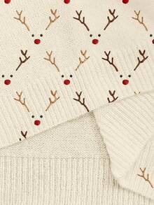SHEIN LUNE Soft Knit Sweater With Christmas Reindeer Face Pattern, Casual Crew Neck Pullover, Suitable For Daily Wear, Christmas Gift - Multicolor - View 5