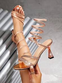 CUCCOO SZL Women's Rhinestone Embellished Shoes, Suitable For Dating, Parties, Weddings And Various Occasions - Champagne - View 13