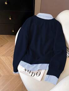 Airaco 女士撞色拼接领长袖半拉链休闲套头卫衣