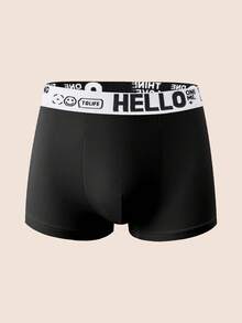 3 piezas/paquete Bóxer tipo brief cómodos para hombres con estampado de letras y ribete de contraste - Multicolor - Ver 3