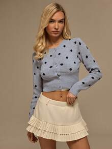 Glamine Women's Fashionable Casual Printed Button-Up Long Sleeve Cardigan - Grey - View 5