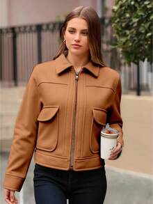 Women Jackets - Khaki - View 3
