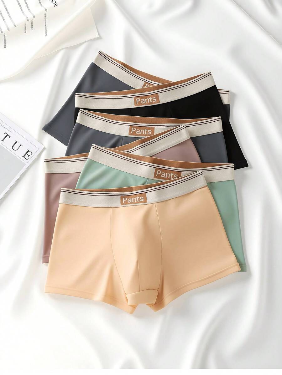 Velminro Men's Contrast Color Letter Print Fashionable & Comfortable Boxer Briefs - Multicolor - View 1