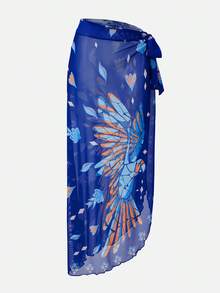 Swim Oasis Conjunto de traje de baño de una pieza con estampado de loro de lujo para resort del sur de Francia, con falda pareo - Multicolor - Ver 9