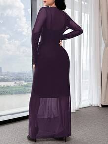 Feyla Elegant Women's Dress With 3D Ruffle Hem - Purple - View 6