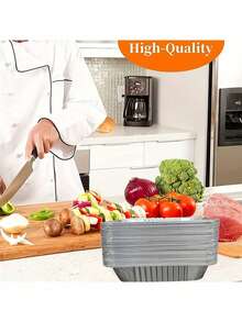 10 个带盖重型铝箔烤盘，64 盎司大容量，可重复使用且易于清洁，适用于烤箱、烘焙、盛放食物、食品运输，带盖设计，可重复使用炊具，铝箔托盘，烤火鸡，烤牛排，午餐盒，储物盒，万圣节晚宴，圣诞晚宴，户外烧烤餐具，美食展示餐具，自助餐盘 - 銀色 - 查看 4