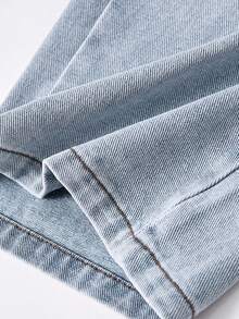 SHEIN ChillGRL Quần Jeans Nữ Tuổi Teen - Hàng Mới Thu Đông 2025. Quần Jeans Ống Rộng Thời Trang Thêu Hình Trái Tim Dễ Thương, Chất Liệu Denim Cổ Điển, Phong Cách Sinh Viên Y2K, Thường Ngày, Đáng Yêu, Cổ Điển. Thêu Hình Trái Tim, Chi Tiết Rách, Chất Liệu Denim Cotton Thoải Mái, Quần Jeans Xanh Dương Phù Hợp Mọi Mùa, Quần Jeans Ống Rộng Thời Trang Cho Bé Gái - Màu xanh lam - Xem 5