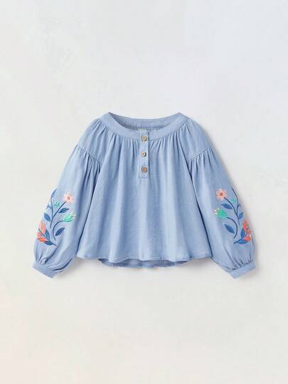 Maija Kids Maija Kids 年轻女孩花卉图案圆领长袖衬衫