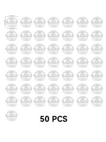 20/50 piezas Cajas desechables con forma de cabeza de oso para postres - Perfectas para fiestas, magdalenas y pasteles | Contenedores de plástico redondos para pasteles con tapa abatible - Blanco - Ver 15