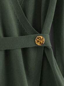 GlowEve New Elegant Button Decor Pullover Sweater, Minimalist European & American Style Fashion Knit Top - Army Green - View 6