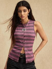 Easelle Top de tirantes ajustado con gráfico desgastado y lavado en estilo vintage nómada para mujer - Multicolor - Ver 5