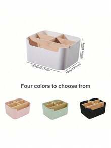 1pc Bamboo Desk Organizer With 5 Compartments, High Quality Moisture-Proof Storage Box For Office Supplies, Pen Holder, Bathroom Cosmetic Storage Box, Living Room Multipurpose Rack, Jewelry Storage Box For Earrings And Rings, Household Storage & Organization Product, Suitable For Placement On Desks, Cabinets, Dressing Tables, Dorm Desks Back To School - Multicolor - View 16