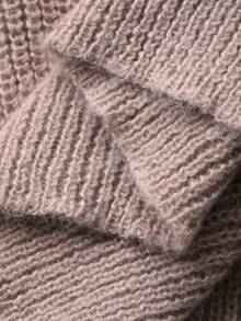Áo khoác cardigan quấn màu trơn thường ngày cho nữ, Thu/Đông - Màu Khaki - Xem 8