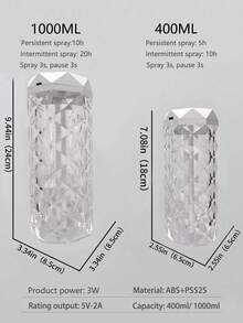 One Usb-Powered High-Capacity Acrylic Crystal Humidifier, Can Be Used As Usb Night Light, Desk Lamp, And Crystal Atmosphere Lamp. Small Aroma Diffuser For Bedroom And Home (Do Not Use Oil-Based Perfume Or Essence). The Lid Is Not Waterproof. Seven Colors Of Rgb Automatic Color Change, Press And Hold To Fix The Color.
