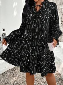 EMERY ROSE Vestido casual de línea A con estampado para mujer talla grande