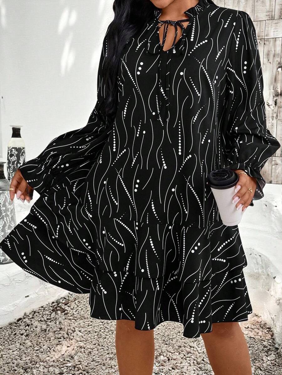 EMERY ROSE Vestido casual de línea A con estampado para mujer talla grande