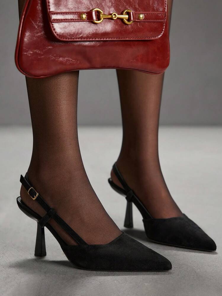 CUCCOO SZL Women's Adjustable Buckle Pointed Toe Pumps, Minimalist & Versatile For Work And Commute