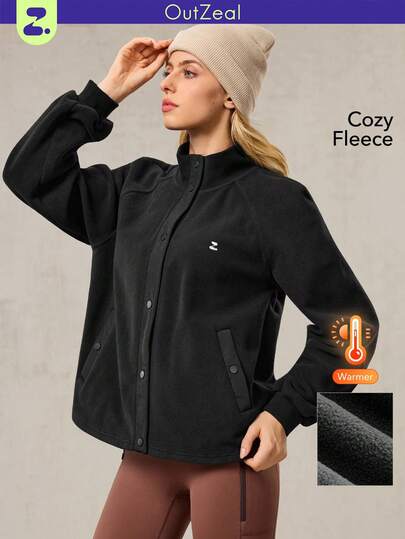 OutZeal Women Thermal Fleece Stand Neck Zip UpOutdoor Fleece Winter Fall Daily Casual