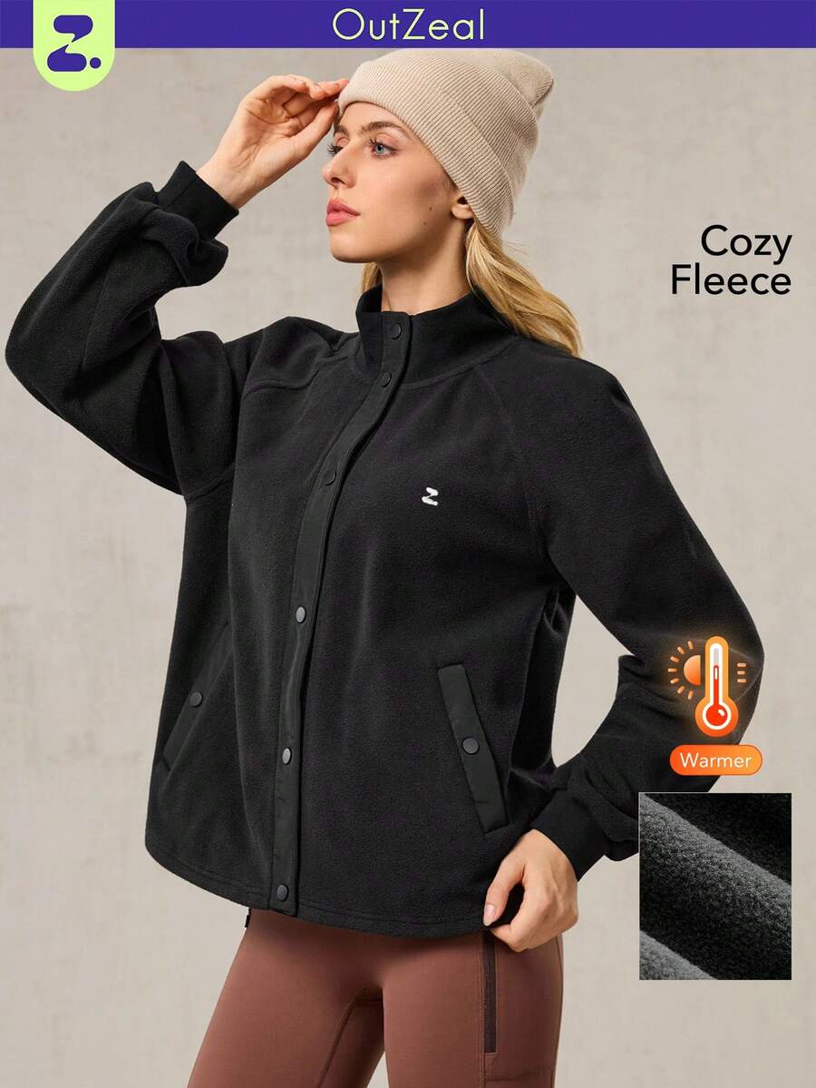 OutZeal Women Thermal Fleece Stand Neck Zip UpOutdoor Fleece Winter Fall Daily Casual