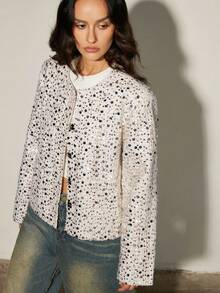 Aveloria Modichic Women's Fashionable High-End Elegant Silver Sequin Long Sleeve Jacket - White - View 5