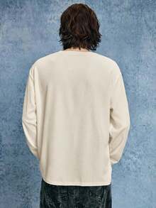 ROMWE MEN Street Life Men's KPOP Casual Cross & Skull Print Pullover Sweatshirt - Apricot - View 6