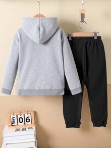 Bộ quần áo hoodie và quần nỉ in hình khẩu hiệu sáng tạo, cá tính, thú vị, thoải mái, phong cách mùa thu đông cho bé trai - Nhiều màu - Xem 2