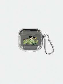 THE POWERPUFF GIRLS X SHEIN 可爱的毛茛花图案蓝牙耳机套 - 銀色 - 查看 5