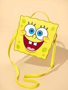 SpongeBob SquarePants | SHEIN 1个PU皮革可爱卡通人物印花手提包，配有可拆卸肩带，可手提或斜挎，可装钱包、纸巾、手机等，适合女性和学生，俏皮可爱，是送礼佳品，黄色 - 黃色 - 查看 6