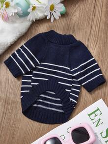 PETSIN 1件黑色椰子纽扣圣诞宠物毛衣圣诞风格秋冬高领加厚保暖宠物衣服 - 黑色 - 查看 3