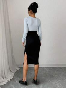 Women Sweater Dresses - Grey - View 3