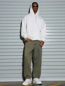 Manfinity EMRG Quần jean nam ống loe phong cách retro cổ điển, quần rộng thùng thình nam, quần vintage nam - Màu vàng - Xem 3