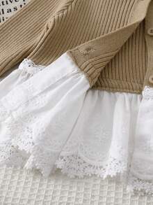 女童撞色开衫针织裤套装 - 卡其色 - 查看 8