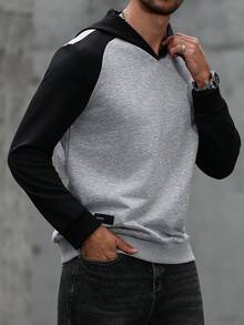 Manfinity CasualCool Men's Casual Contrast Color Hoodie Sweatshirt Men Knit Shirt Plus Size Men Hoodies Men Hoodies Pullovers Mens Hoodies Casual Old Money,Daily Leisure, Weekend Trips, Outdoor Activities, Travel Expeditions, Relaxed Work Environments Or Semi-Formal Occasions, Boyfriend/Husband Gift, Anniversary Gift Party Christmas New Years Wedding - Multicolor - View 5