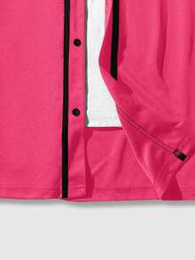 ROMWE MEN Prep 男士单排扣城市标志印花休闲短袖衬衫 - 粉色 - 查看 3