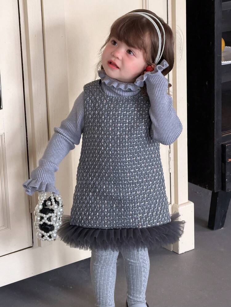 Baby Girls' Fashion Cute Mesh Patchwork Sleeveless Dress Toddler Girls Clothes