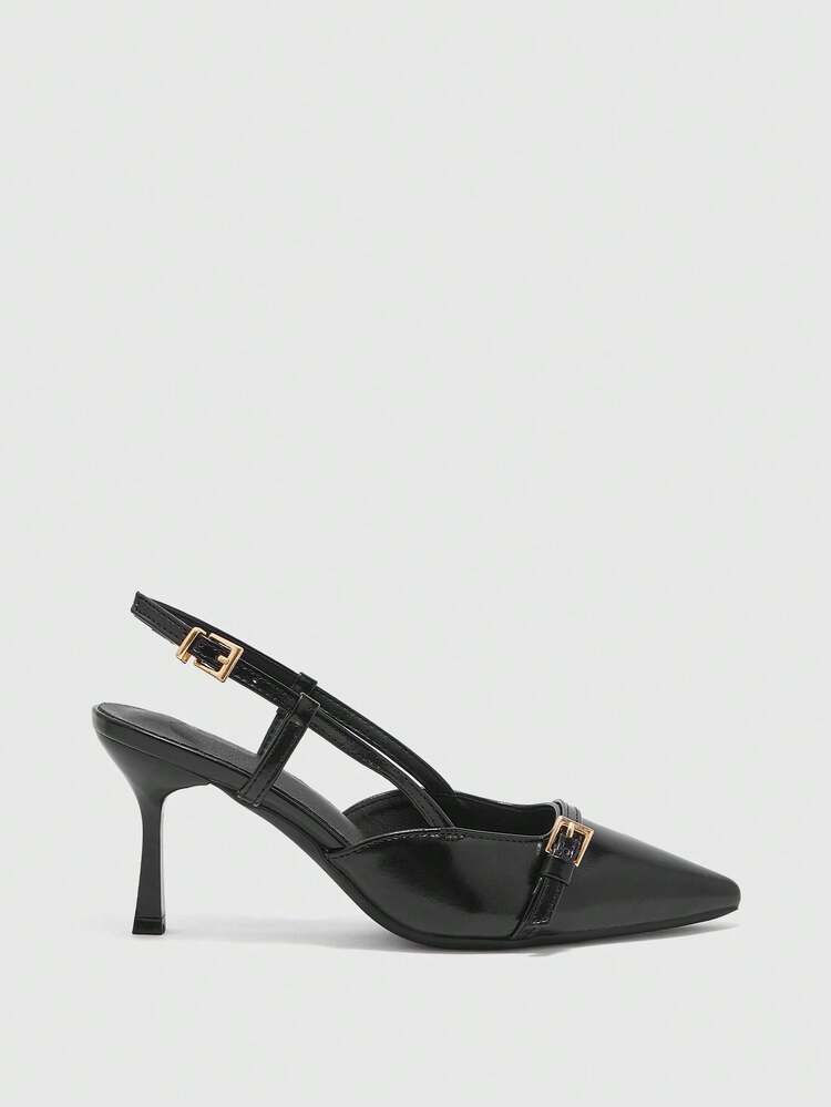 CUCCOO BIZCHIC Women's Pointed Toe Buckle Design Fashionable Daily Versatile High Heels For Christmas Spring Shoes