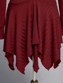 ROMWE Gothic Witch Costume Set - Black Witch Hat, Hooded Sweatshirt, And Off-Shoulder Dress - Burgundy - View 5