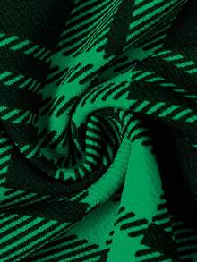 DreamSkyne 大码女士优雅格子喇叭裙，圣诞节 - 墨綠色 - 查看 8