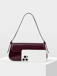 MOTF PREMIUM FLAP PU LEATHER SHOULDER BAG - Burgundy - View 4