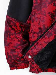 Fantacosmos 1 件男童迷彩连帽羊毛夹克，适合日常穿着，冬季 - 紅色 - 查看 6