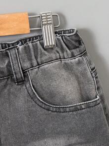 SHEIN 2 件套 Tween 男童牛仔短袖衬衫和短裤套装